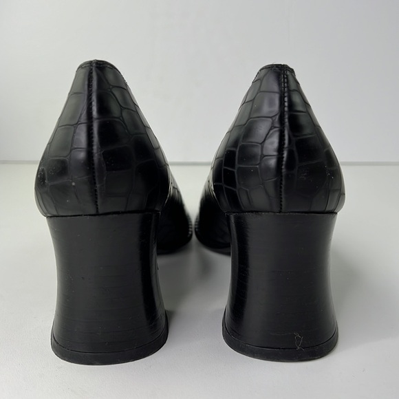 Delman Chunky Heel Leather Pumps Shoes - Picture 5 of 11